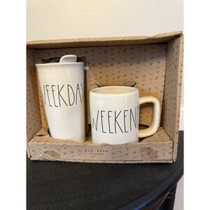 Rae Dunn Weekend /Weekday Mug set.